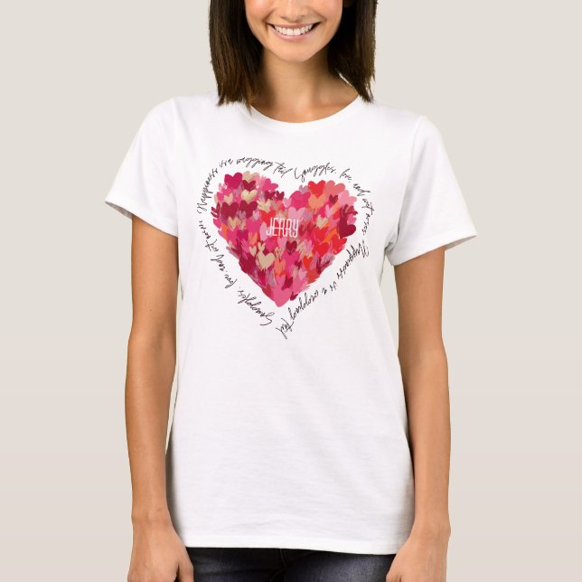 Camiseta Corazón de pincel, "Huggles, amor y nariz húmeda" (Anverso)