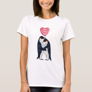 Camiseta Corazón de Pingüinos Emperador Pareja Personalizad