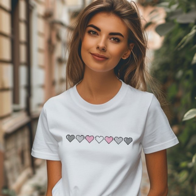 Camiseta Corazón de Pixel de la Bandera Demigirl (Subido por el creador)