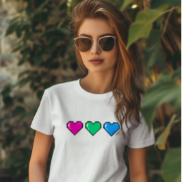 Camiseta Corazón de píxel de la bandera polissexual