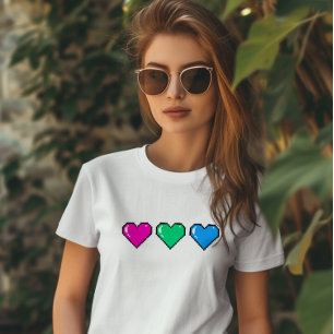 Camiseta Corazón de píxel de la bandera polissexual