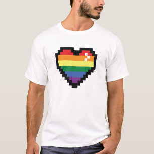 Camiseta Corazón de píxeles arco iris