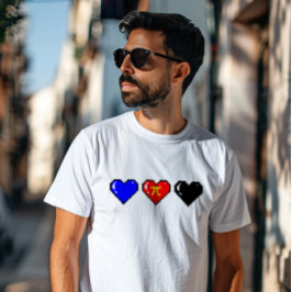 Camiseta Corazón de píxeles de bandera poliamoria
