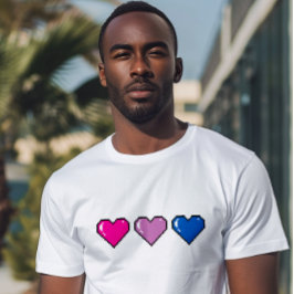 Camiseta Corazón de píxeles de la bandera bisexual