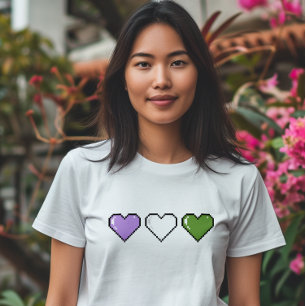Camiseta Corazón de píxeles de la bandera genderqueer