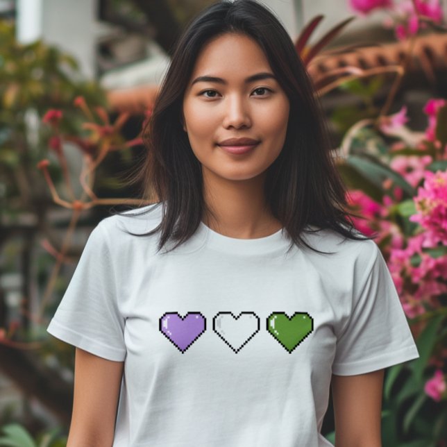 Camiseta Corazón de píxeles de la bandera genderqueer (Subido por el creador)