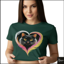 Corazón de plumas de gato negro arte pop neón
