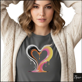 Camiseta Corazón de Pop Art con Brillo Abstracto que Gotea