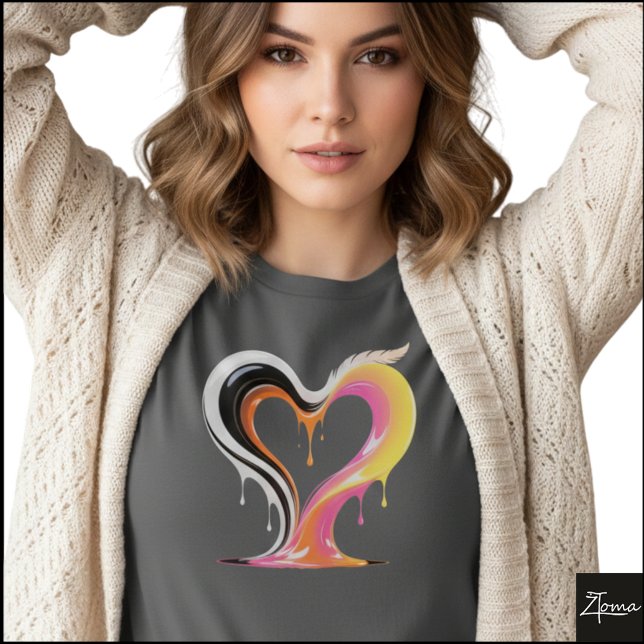 Camiseta Corazón de Pop Art con Brillo Abstracto que Gotea (Sample design. Several style are available to choose from, with the option to add a name & color.
)