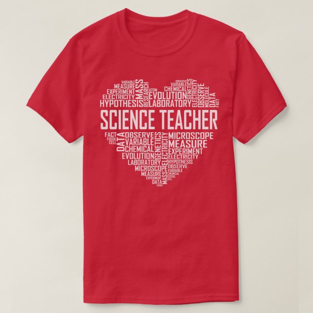 Camiseta Corazón de profesor de ciencias (Diseño del anverso)