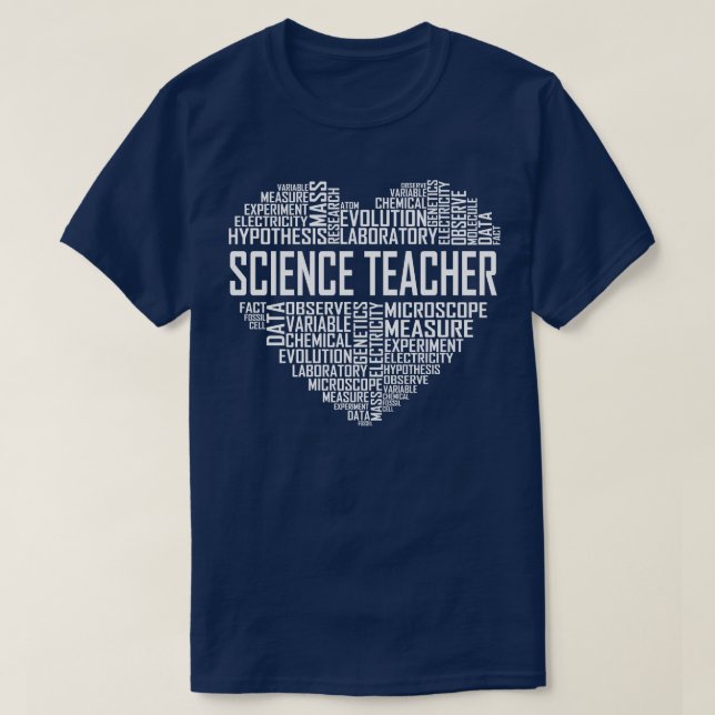 Camiseta Corazón de profesor de ciencias (Diseño del anverso)