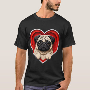 Camiseta Corazón de Pug Amante de Cachorros de Perro Refugi