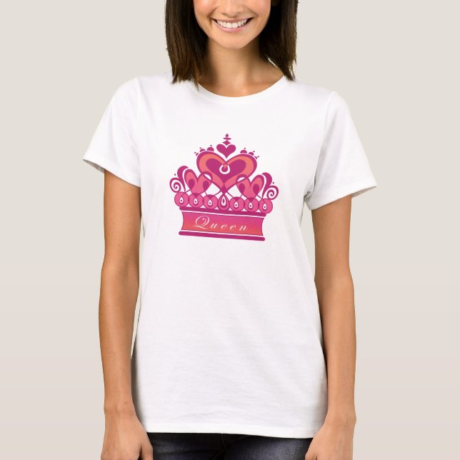 Camiseta Corazón de Reina Rosa Corona en blanco (Anverso)