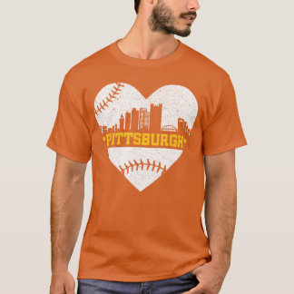 Camiseta Corazón de ritmo de béisbol retro de la silueta de