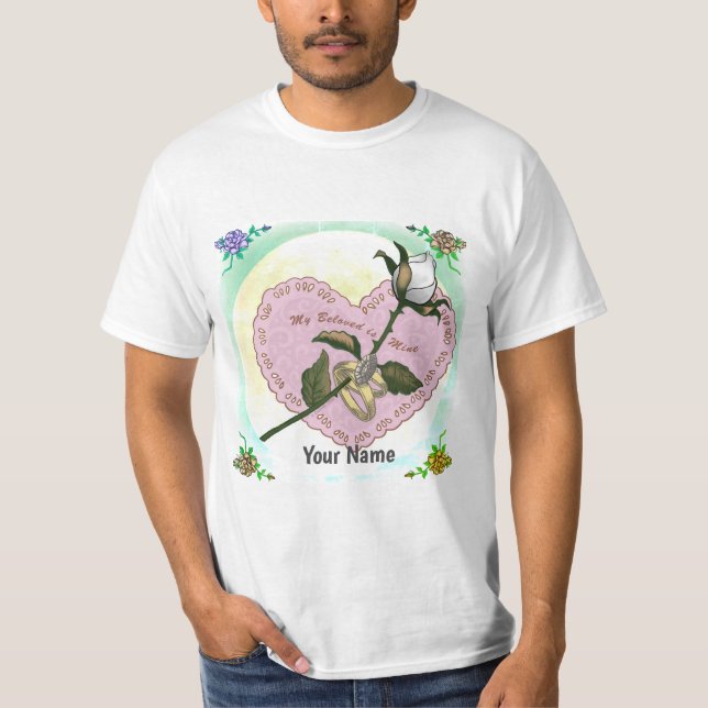 Camiseta Corazón de rosa blanca amada (Anverso)