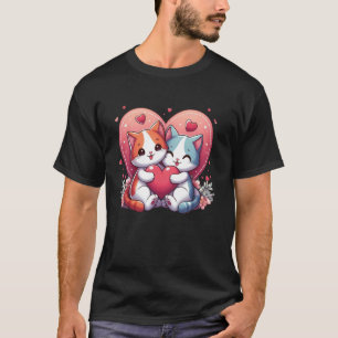 Camiseta Corazón de San Valentín Abraza Arcoíris Gato Cute