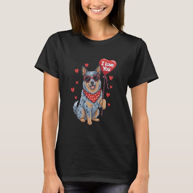 Camiseta Corazón de San Valentín de Ganado Australiano Te A (Anverso)