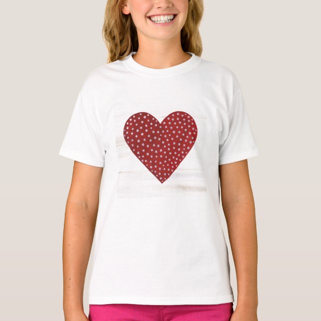 Camiseta Corazón de San Valentín de Polka Rústico (Anverso)