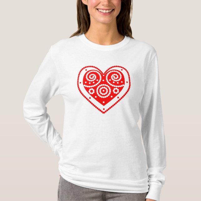 Camiseta Corazón de San Valentín Rojo Retro (Anverso)