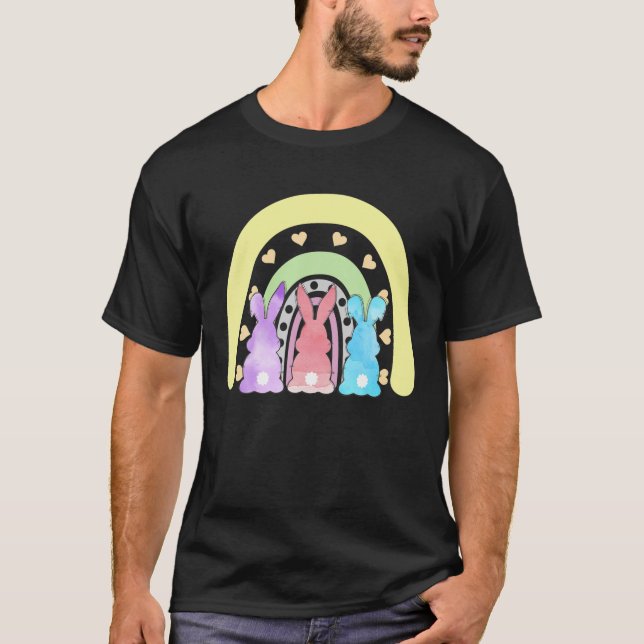 Camiseta Corazón de Semana Santa Corazón Arcoiris Conejo de (Anverso)