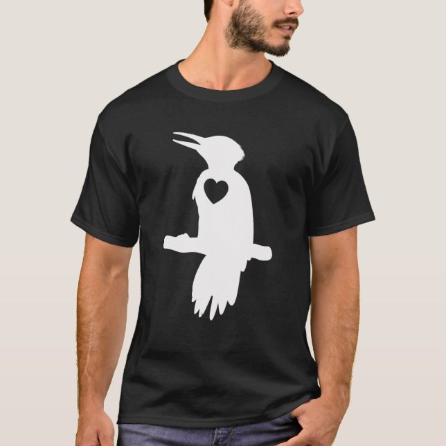 Camiseta Corazón de silueta de pájaro carpintero (Anverso)