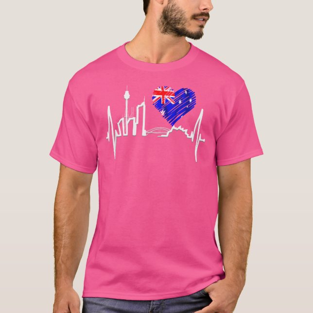 Camiseta Corazón de Sydney Skyline Heartbeat Australia Band (Anverso)