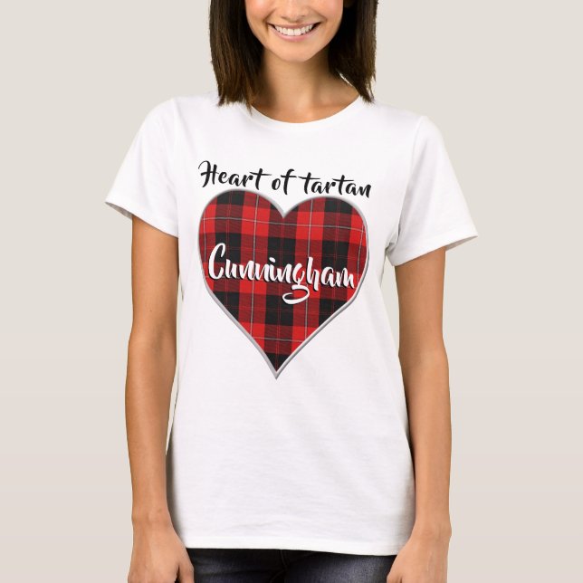 Camiseta Corazón de Tartan Clan Cunningham Plaid (Anverso)