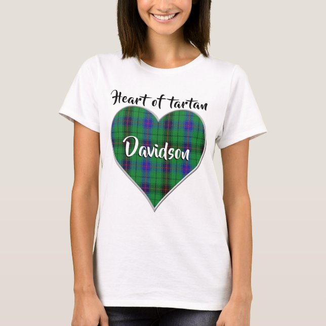 Camiseta Corazón de Tartan Clan Davidson Plaid (Anverso)