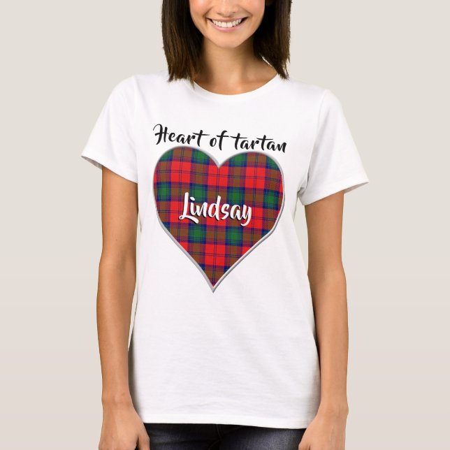 Camiseta Corazón de Tartan Clan Lindsay Plaid (Anverso)