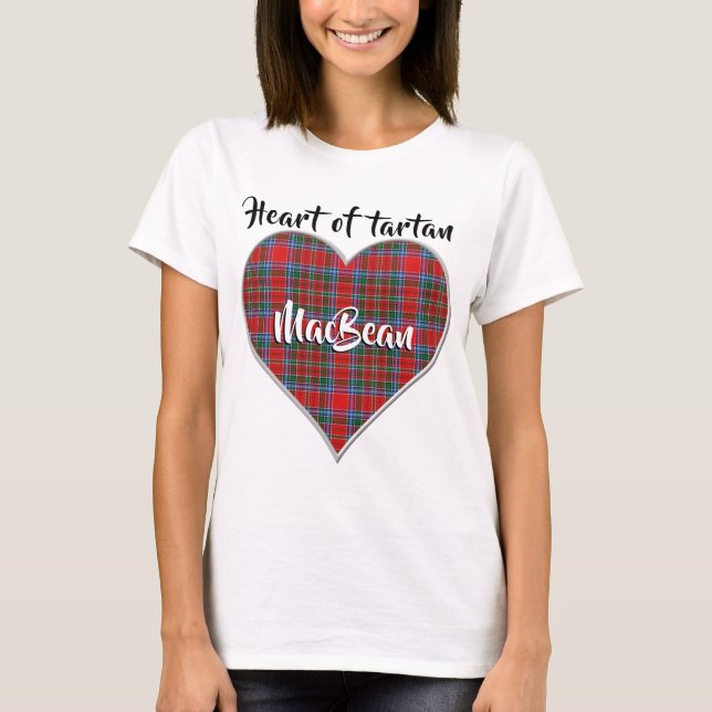 Camiseta Corazón de Tartán Clan MacBean MacBain Cuadros (Anverso)