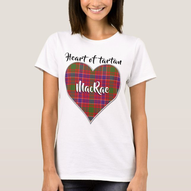 Camiseta Corazón de Tartán Clan MacRae Red Plaid (Anverso)
