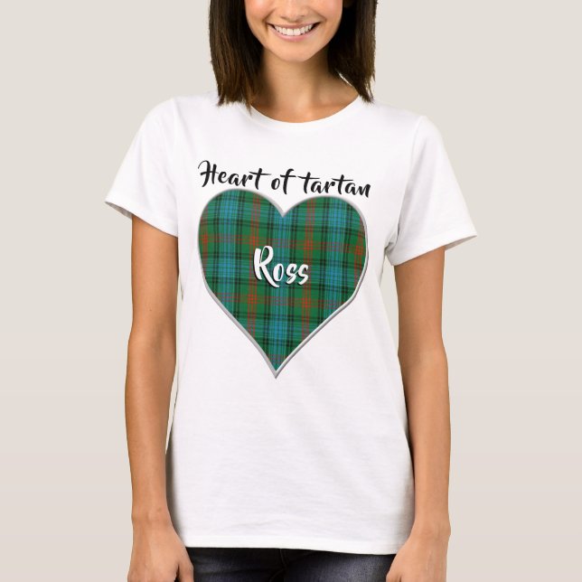 Camiseta Corazón de Tartán Clan Ross Plaid (Anverso)