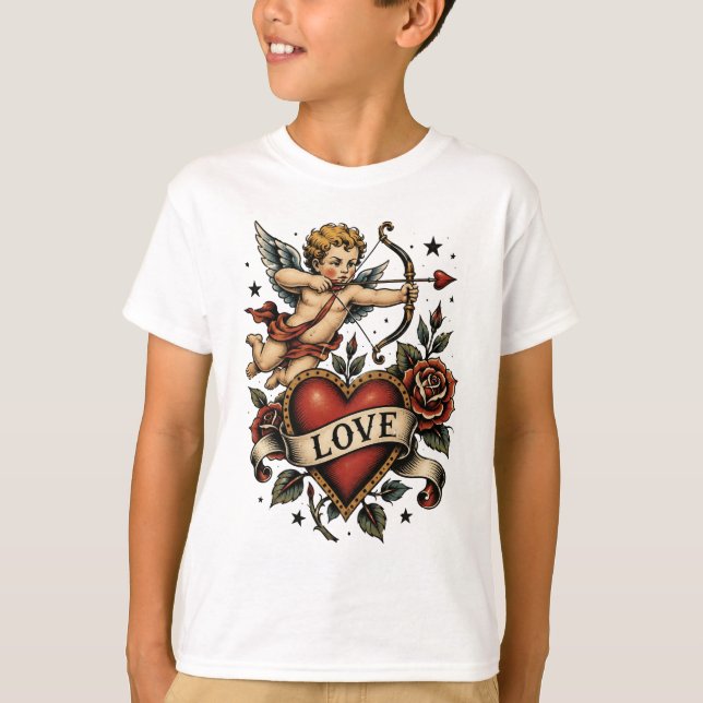 Camiseta Corazón de tatuaje tradicional  (Anverso)