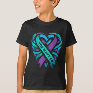 Camiseta Corazón de Teal Púrpura Tú Prevención del Suicidio