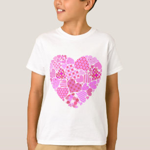 Camiseta Corazón de trabajo en mosaico rosa