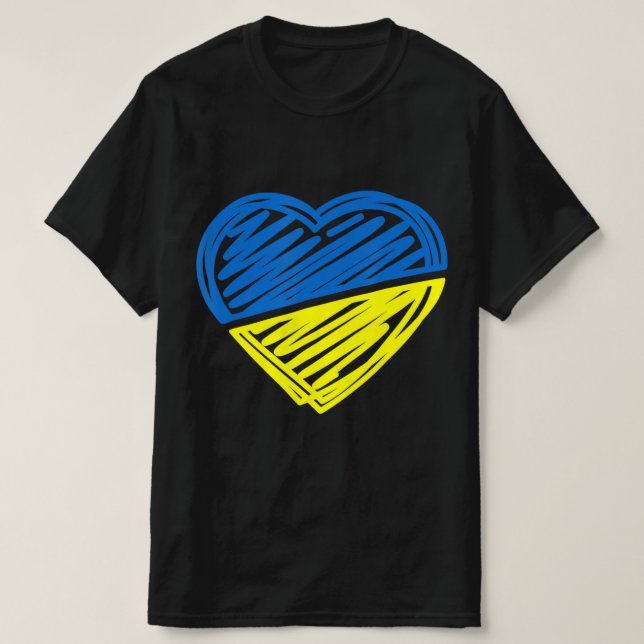 Camiseta Corazón de Ucrania, apoyo la bandera ucraniana (Diseño del anverso)