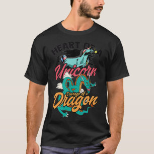 Camiseta Corazón de un coraje unicornio de un dragón Sarcás