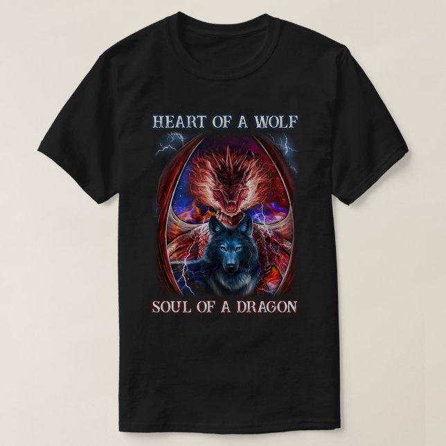 Camiseta Corazón de un lobo Alma de un dragón (Diseño del anverso)