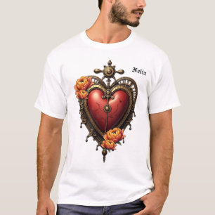 Camiseta Corazón de vapor con flores.