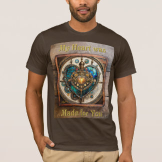 Camiseta Corazón de vidrio teñido de oro serie Steampunk
