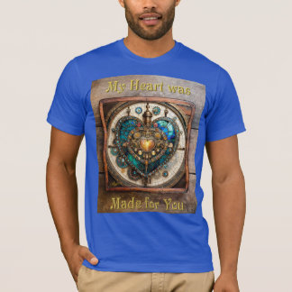 Camiseta Corazón de vidrio teñido de oro serie Steampunk
