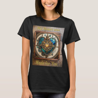 Camiseta Corazón de vidrio teñido de oro serie Steampunk