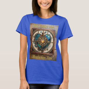 Camiseta Corazón de vidrio teñido de oro serie Steampunk