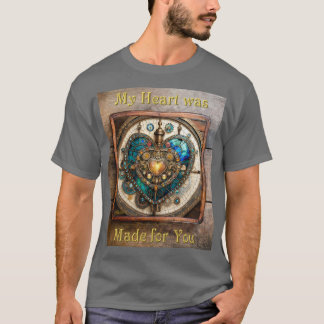 Camiseta Corazón de vidrio teñido de oro serie Steampunk