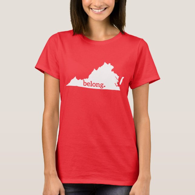Camiseta Corazón de Virginia, Mapa Estatal de Belong (Anverso)