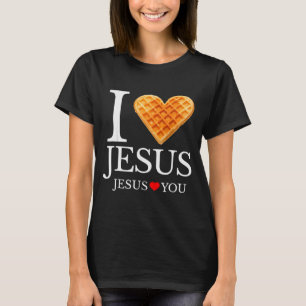 Camiseta Corazón de waffle amo a Jesús divertido desayuno c