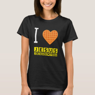 Camiseta Corazón de Waffle Me Encanta Jesús Desayuno Cristi