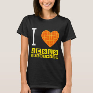 Camiseta Corazón de Waffle Me Encanta Jesús Divertido Desay