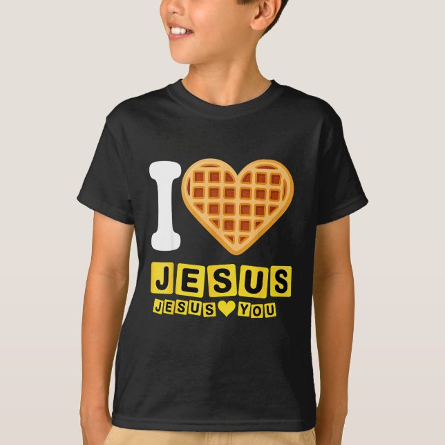 Camiseta Corazón de Waffle Te Amo Jesús (Anverso)