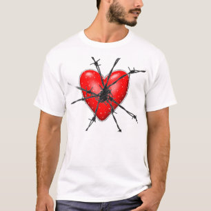 Camiseta corazón del alambre de púas